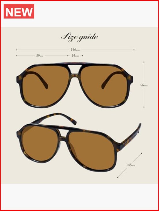 Retro Aviator Oversized Sunglasses UV400 Unisex main image 7
